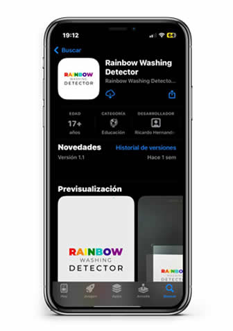 Celular con app Rainbow detector